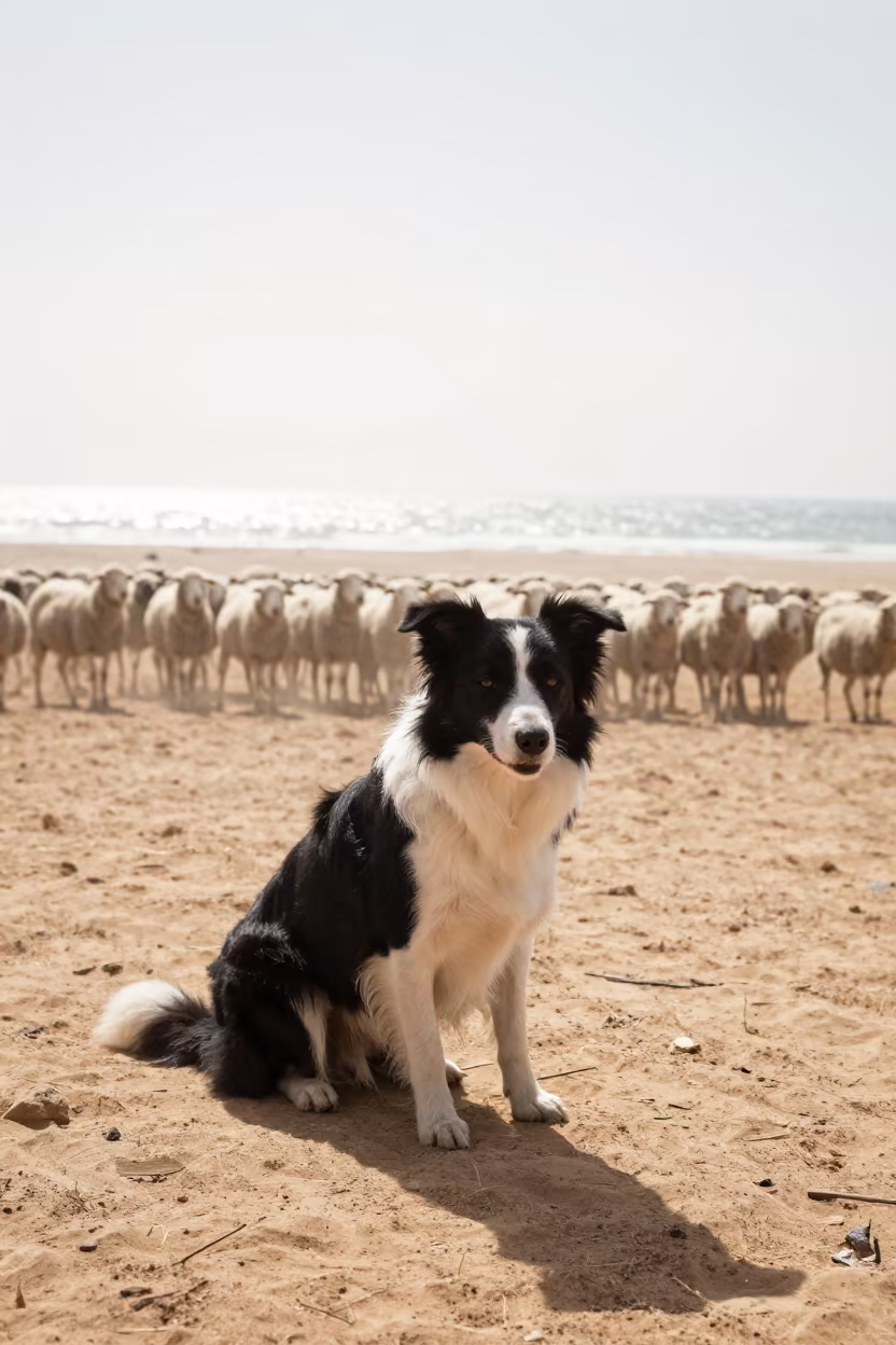 Border Collie Herding Sheep in Mogadishu in near Mogadishu