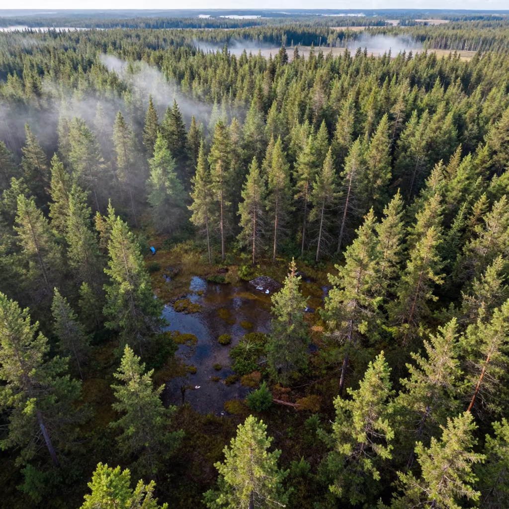 Boreal Taiga Floodplain After Rain in across a floodplain after rain near Lahore
