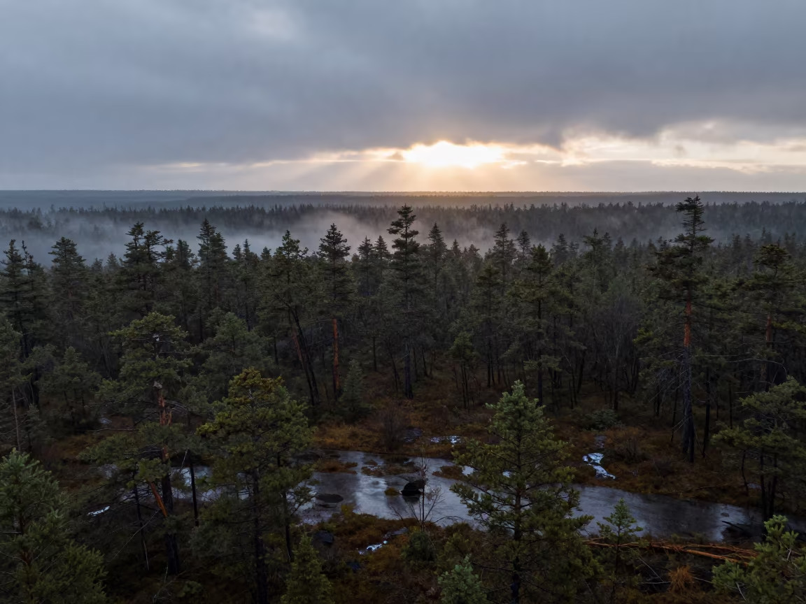 Boreal Taiga Forest Before Sunrise Near Arequipa in near Arequipa