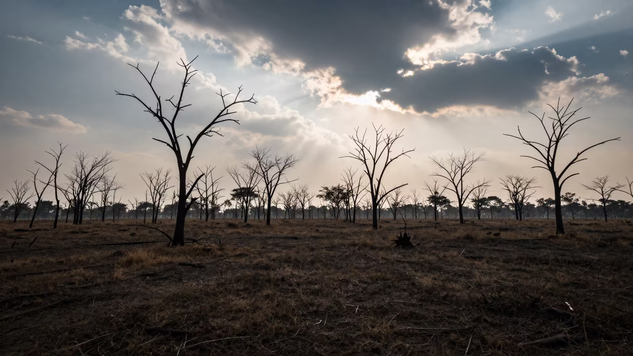 Boreal Taiga Valley Silhouette Winter Afternoon in across a wide valley floor in Manipur