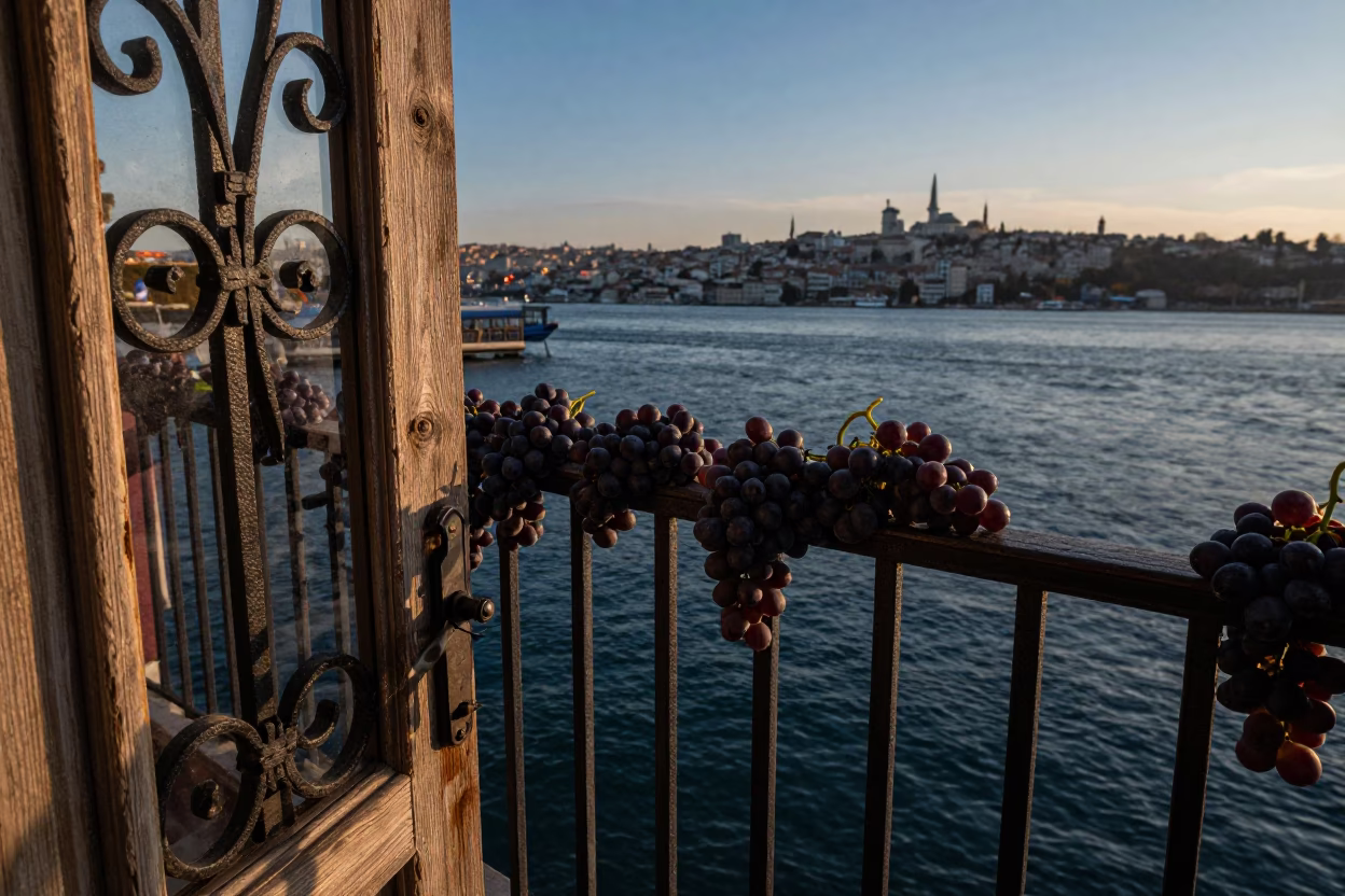 Bosphorus Strait From Balcony in Istanbul in in Istanbul, Turkey