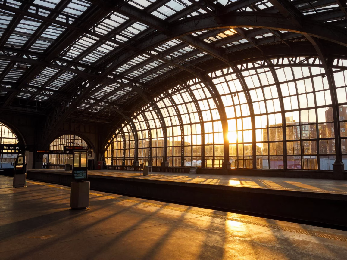 Boston Arched Roof at Sunset Light in in Boston, Massachusetts, United States