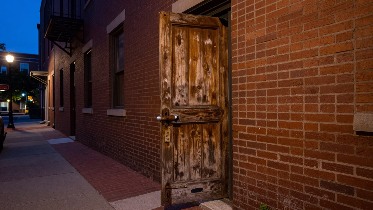 Boston Blue Hour Street Scene with Vintage 1970s Charm and Urban Details in in Boston, Massachusetts, United States