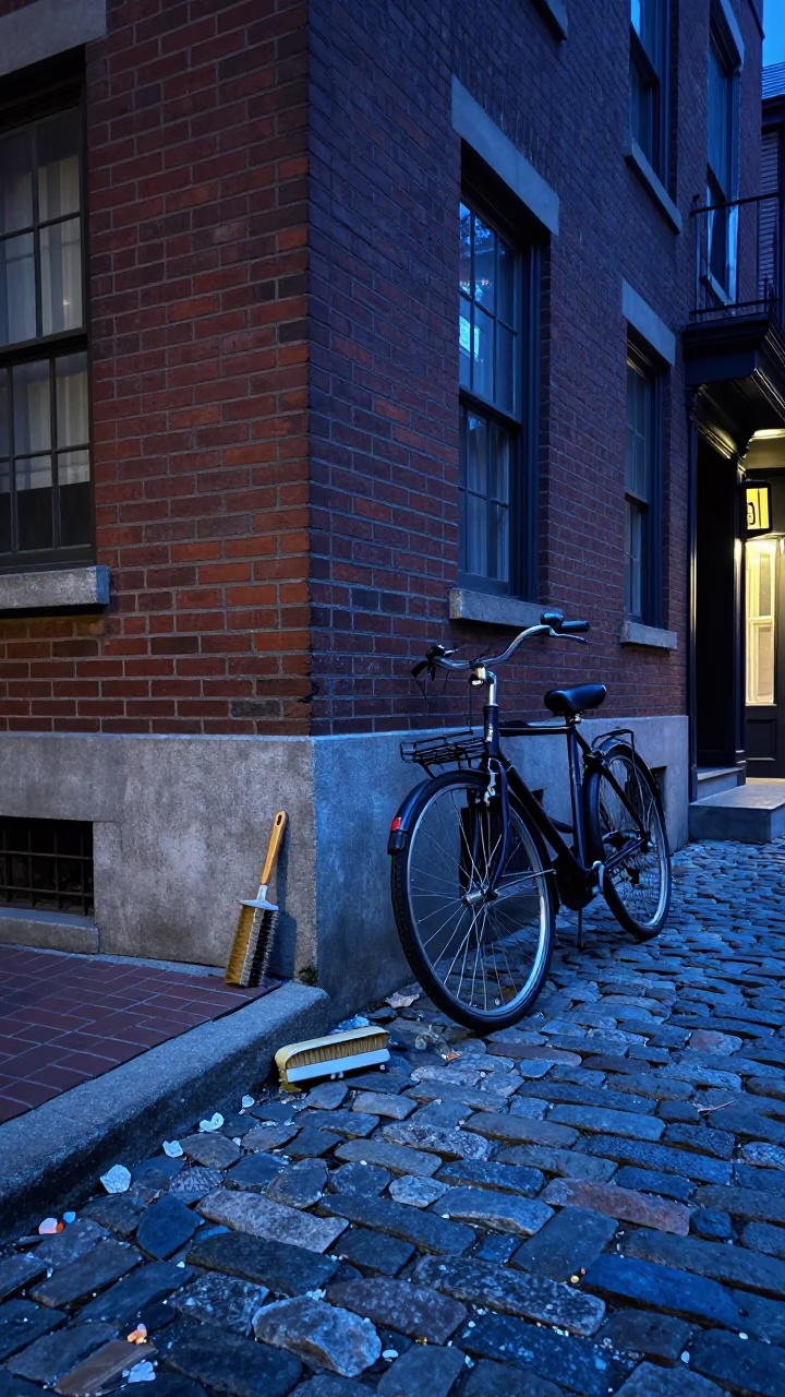 Boston blue hour street scene with vintage details and local atmosphere in in Boston, Massachusetts, United States
