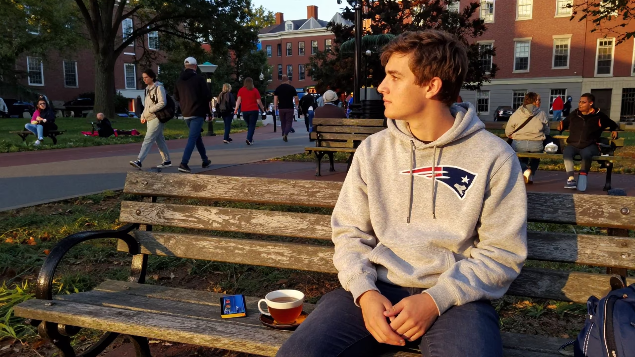 Boston Common Picnic in Honeyed Evening Light with Tea Stains and Twine in in Boston, Massachusetts, United States