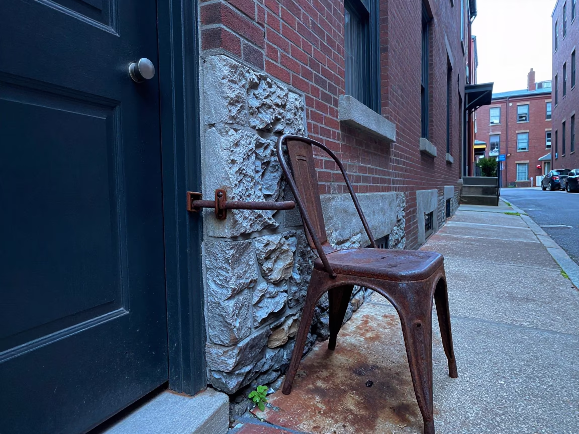 Boston Door Latch at Sunrise Light in in Boston, Massachusetts, United States