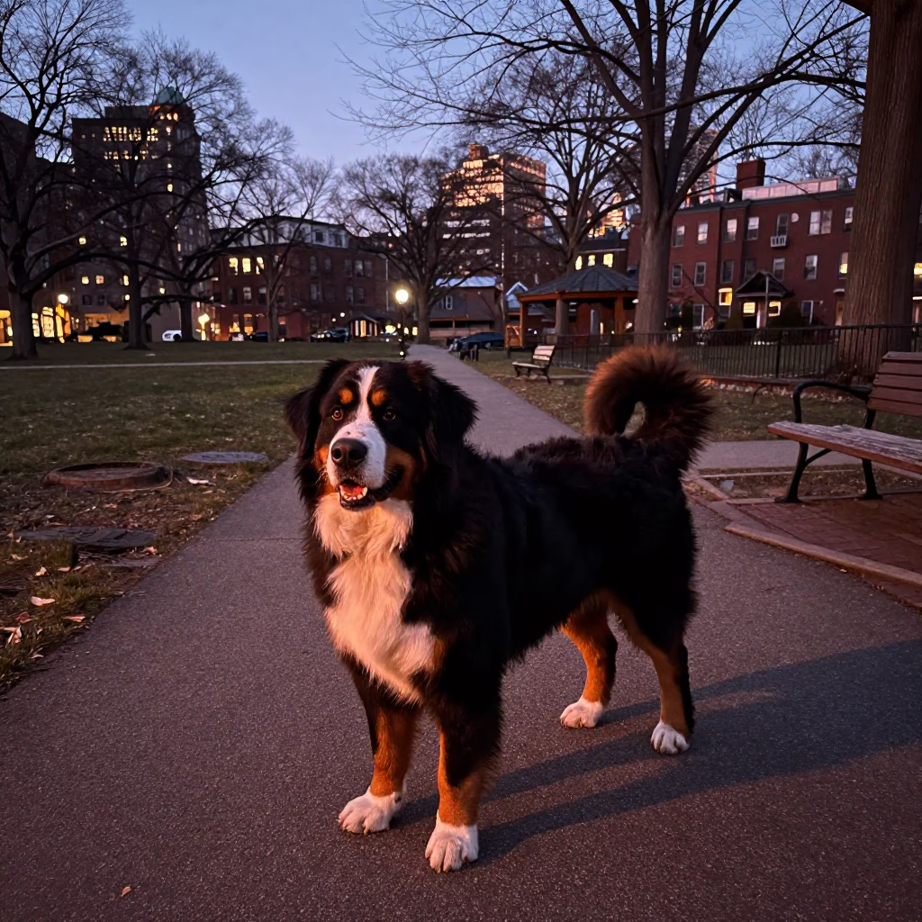 Boston Dusk Scene at Copper-toned Light Before Dusk in in Boston, Massachusetts, United States