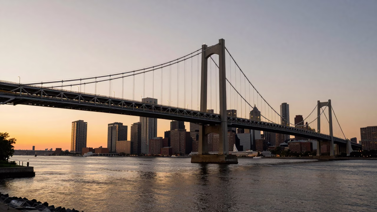 Boston Harbor Evening Light Cable-Stayed Bridge and City Skyline Photograph in in Boston, Massachusetts, United States