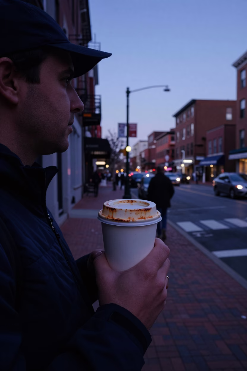 Boston Indigo Twilight Street Scene with Rusty Cup and Linen Fringe Details in in Boston, Massachusetts, United States
