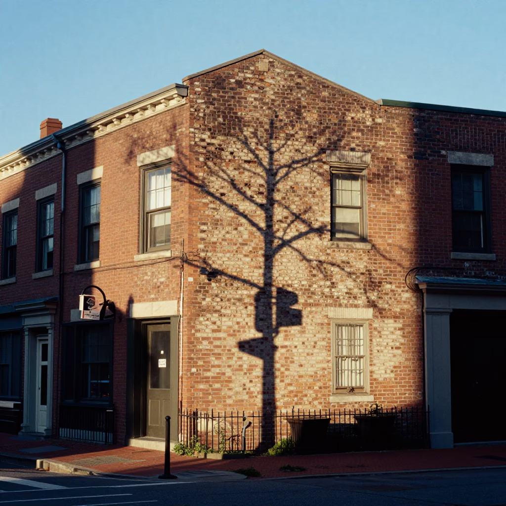 Boston Massachusetts Late Afternoon Street Scene with Wicker Shadow on Plaster Wall in in Boston, Massachusetts, United States