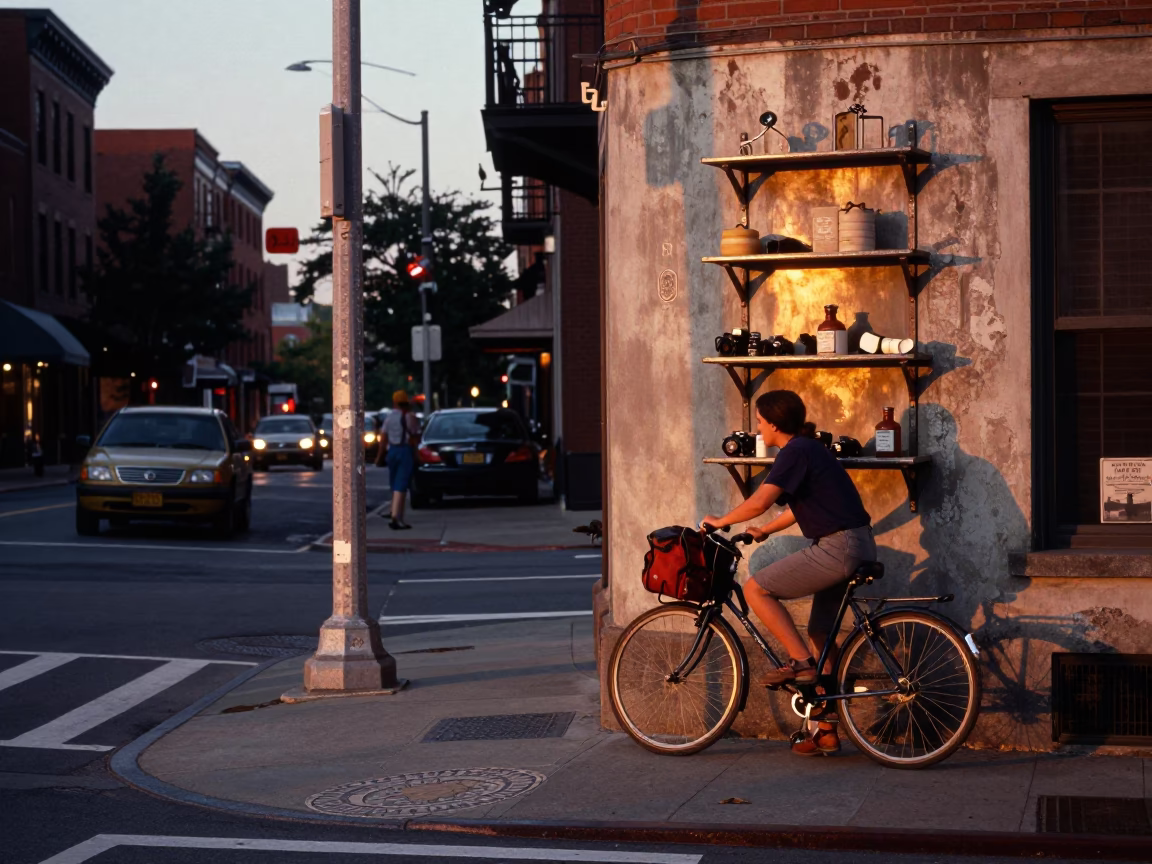 Boston Massachusetts Sunset Street Scene with Vintage Elements and Urban Atmosphere in in Boston, Massachusetts, United States
