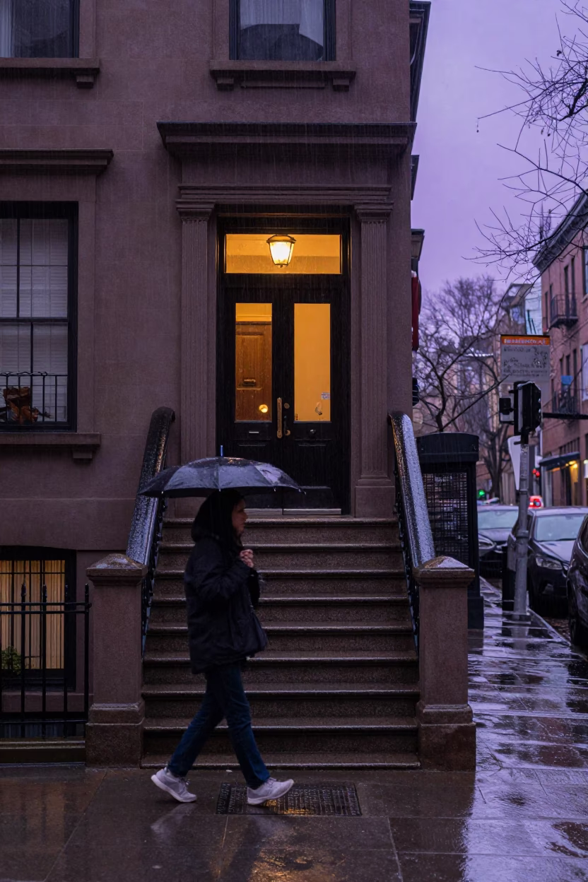 Boston Pedestrian at Dusk Light in in Boston, Massachusetts, United States