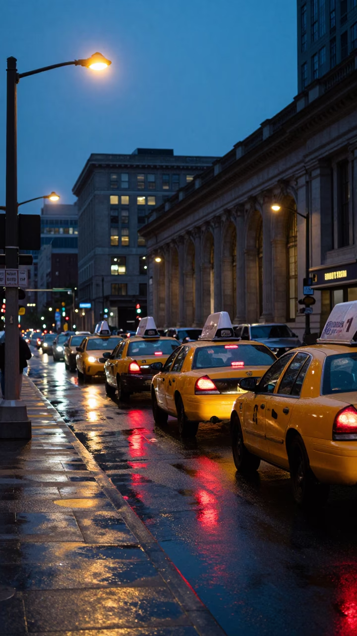 Boston South Station at Blue Hour in in Boston, Massachusetts, United States
