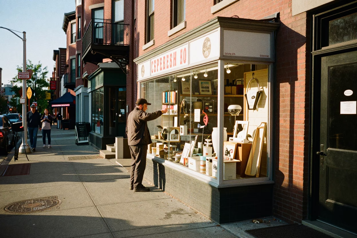 Boston Street Scene at Clear Late-afternoon Light in in Boston, Massachusetts, United States