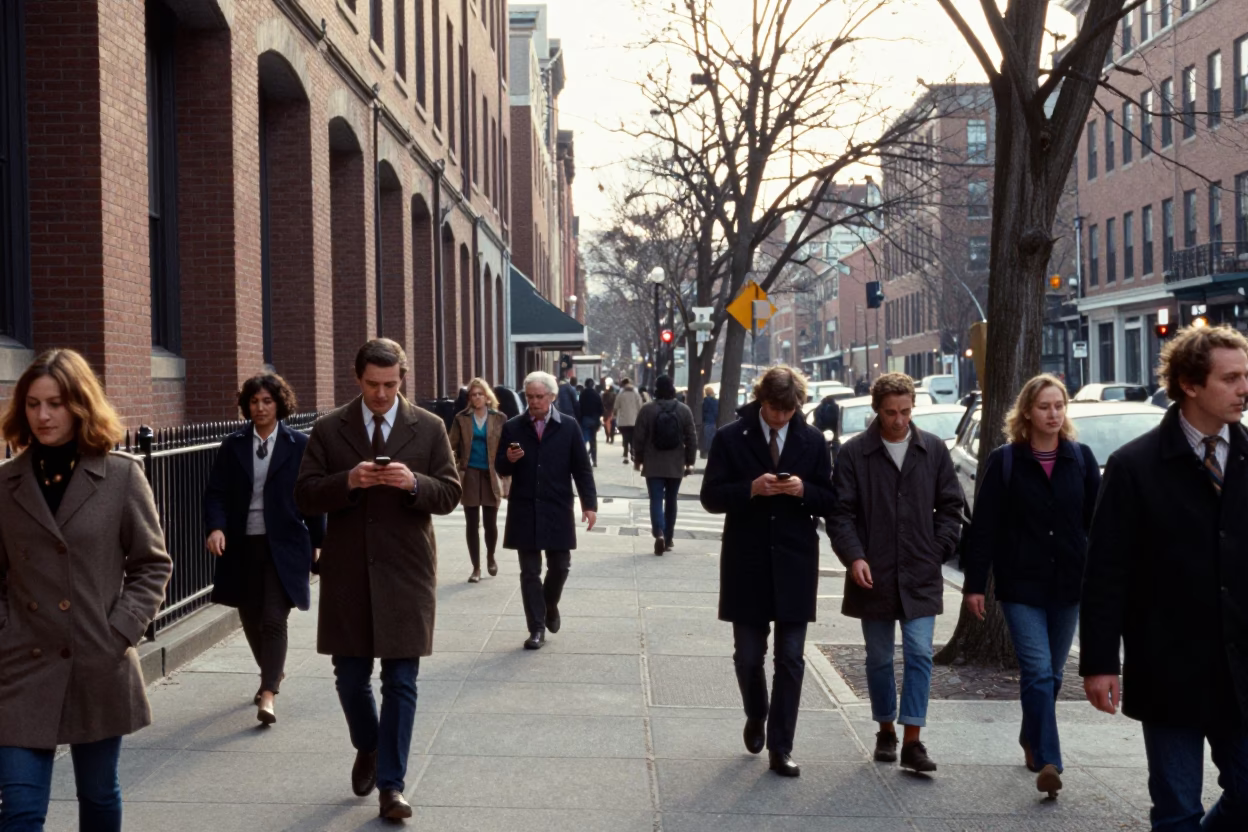 Boston Street Scene at The Late Morning Light in in Boston, Massachusetts, United States