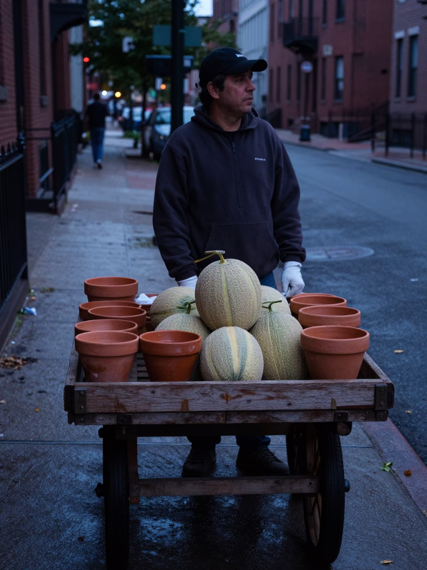 Boston Terracotta Pots at Sunrise Light in in Boston, Massachusetts, United States