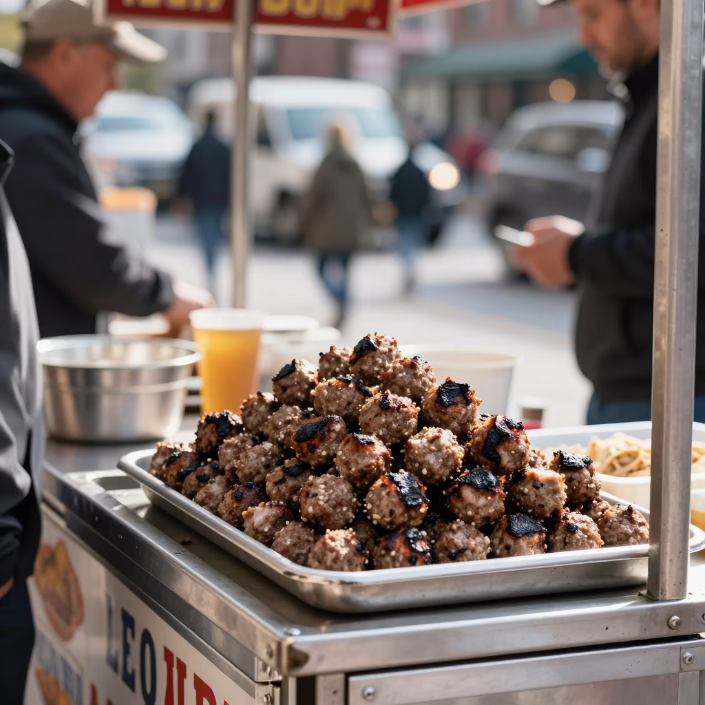 Boston Vendor Stall at Bright Midmorning Light in in Boston, Massachusetts, United States