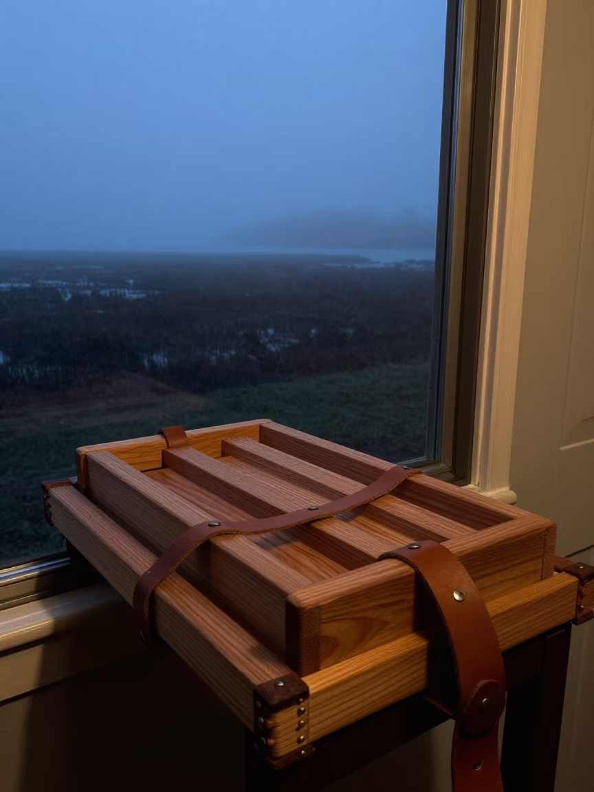 Botanist Press Straps Alpine Door Winter Mist in beside a tidal survey transect in Georgia