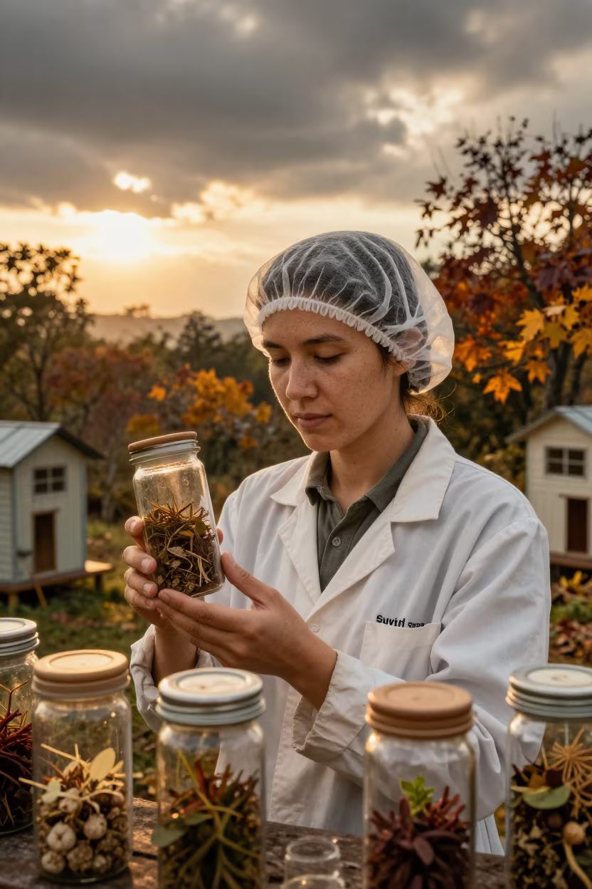 Botanist with Tiny Buildings at Sivas Sunset in near Sivas