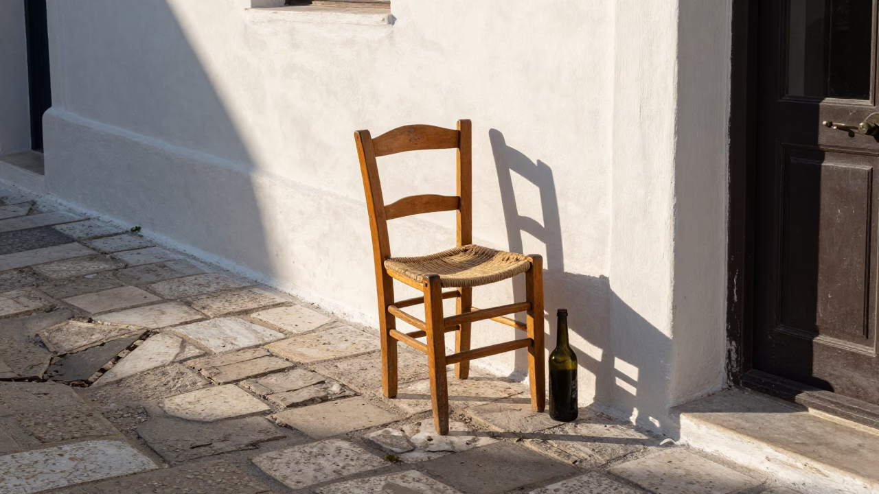 Bottle just after sunrise in Athens in in Athens, Greece