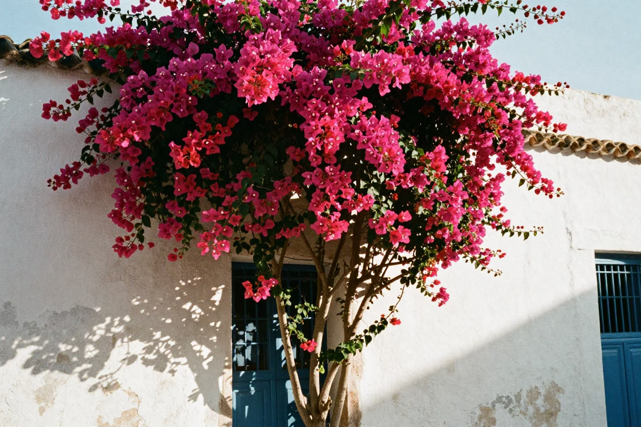 Bougainvillea Cascade at The Early Afternoon Light in Tunis in in Tunis, Tunisia