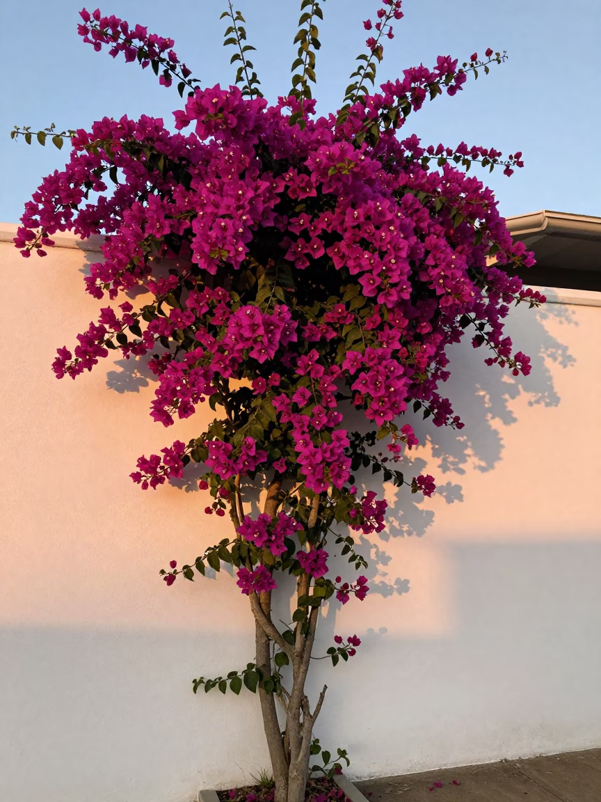 Bougainvillea Cascade at The Early Evening Light in Perth in in Perth, Western Australia, Australia