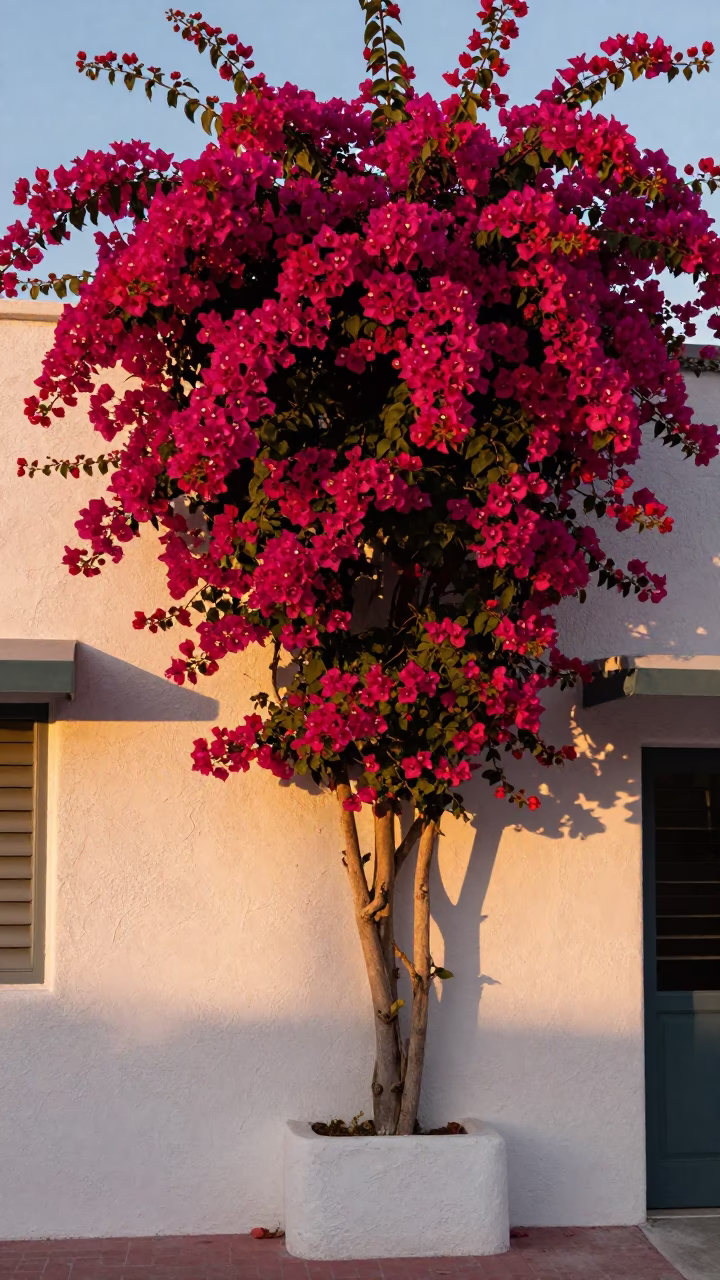 Bougainvillea Cascade in Miami at Honeyed Evening Light in in Miami, Florida, United States