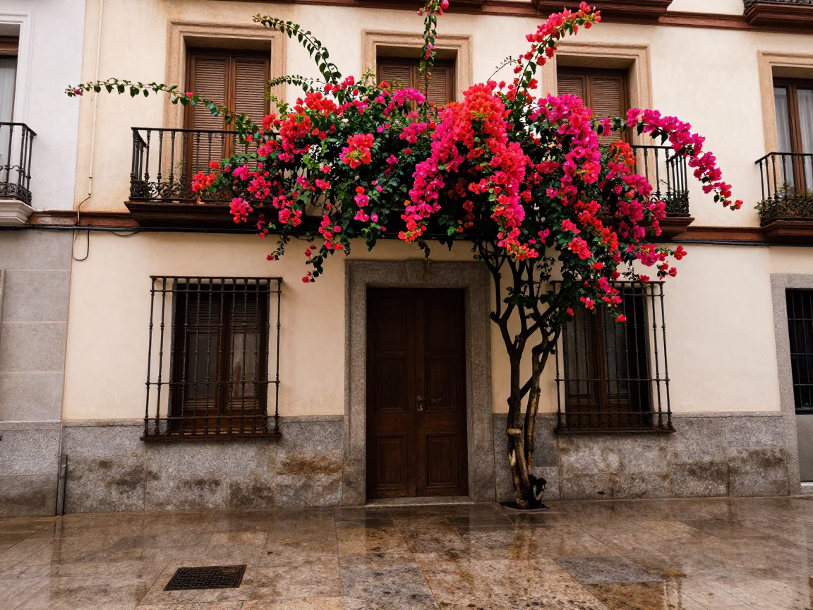 Bougainvillea Spilling in Madrid in in Madrid, Spain