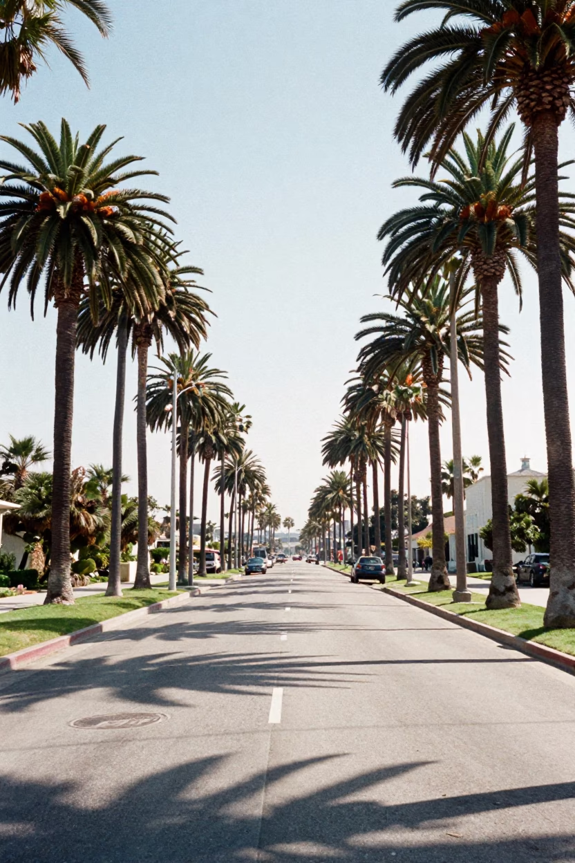 Boulevard in San Diego at Bright Midmorning Light in in San Diego, California, United States