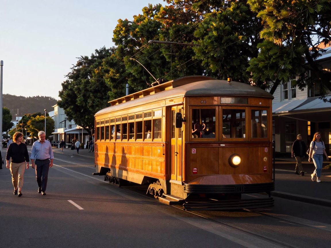 Boulevard Scene in Wellington at Sunset Light in in Wellington, New Zealand