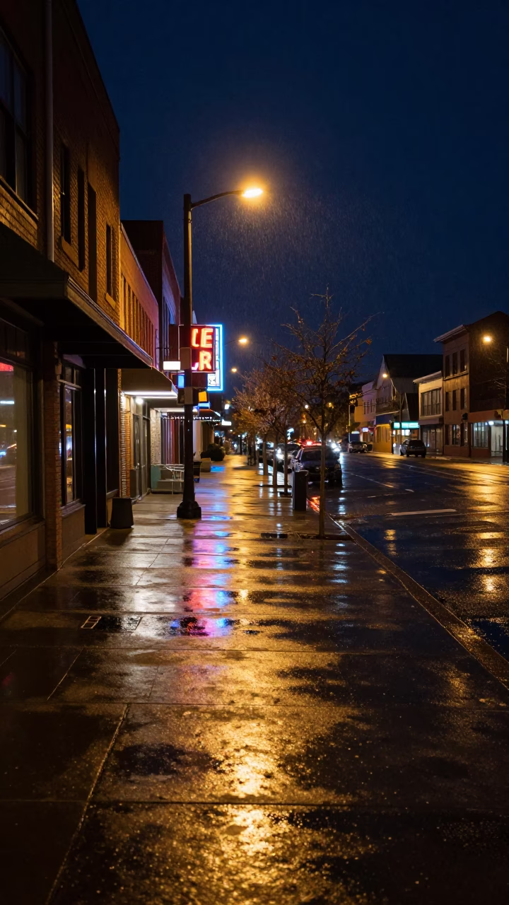 Boulevard Sidewalk in Portland at The Deepest Night Sky Light in in Portland, Oregon, United States