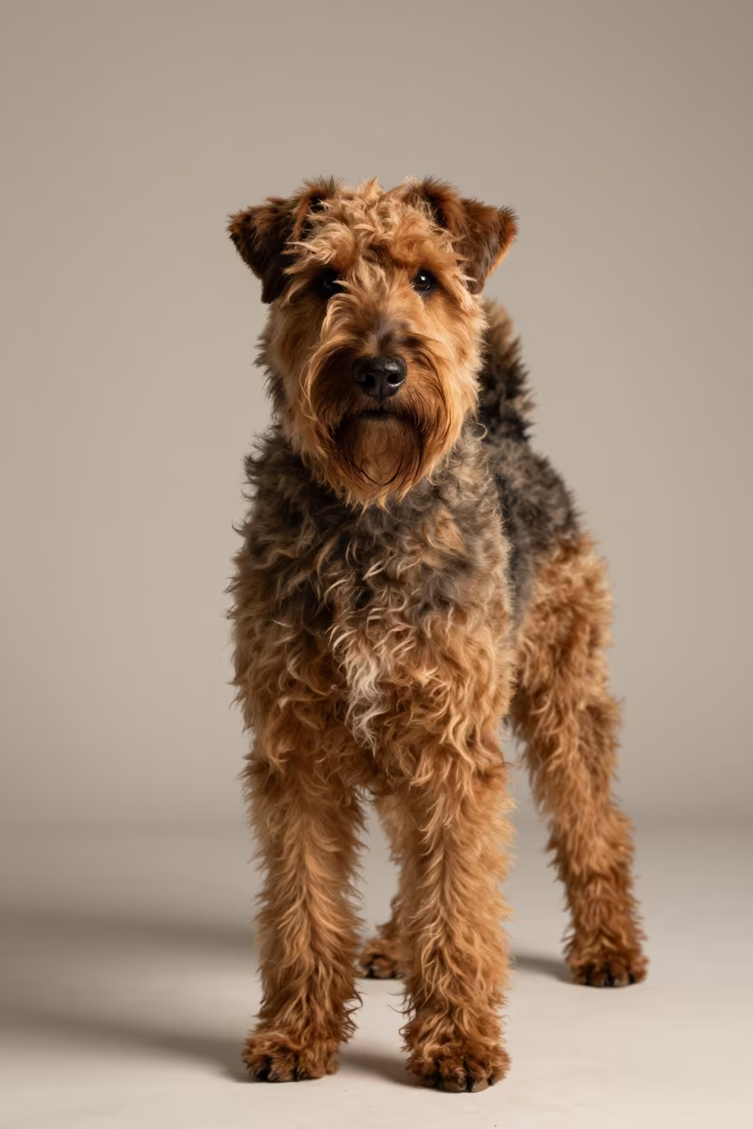 Bouvier des Flandres Portrait in Moscow Studio in in a quiet portrait studio with a plain backdrop and eye-level framing in Moscow
