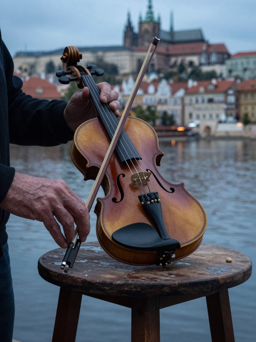 Bow at Early Morning Light in in Prague, Czech Republic