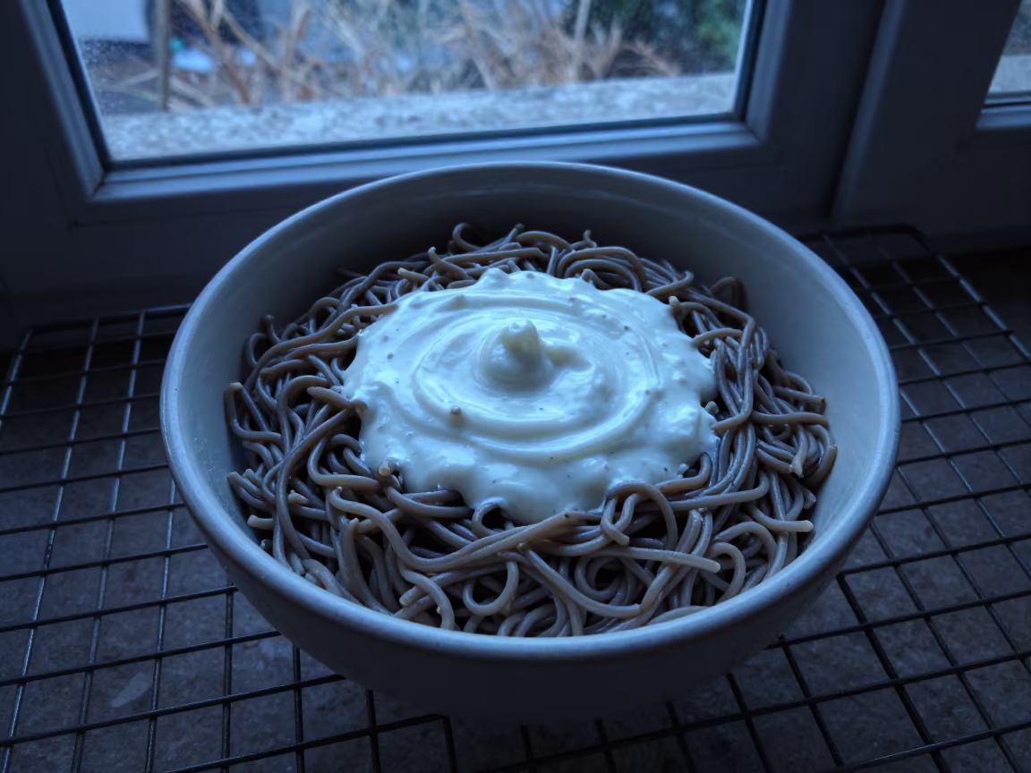 Bowl of Ash Reshteh Kashk on Bakery Rack in on a bakery cooling rack in Erode
