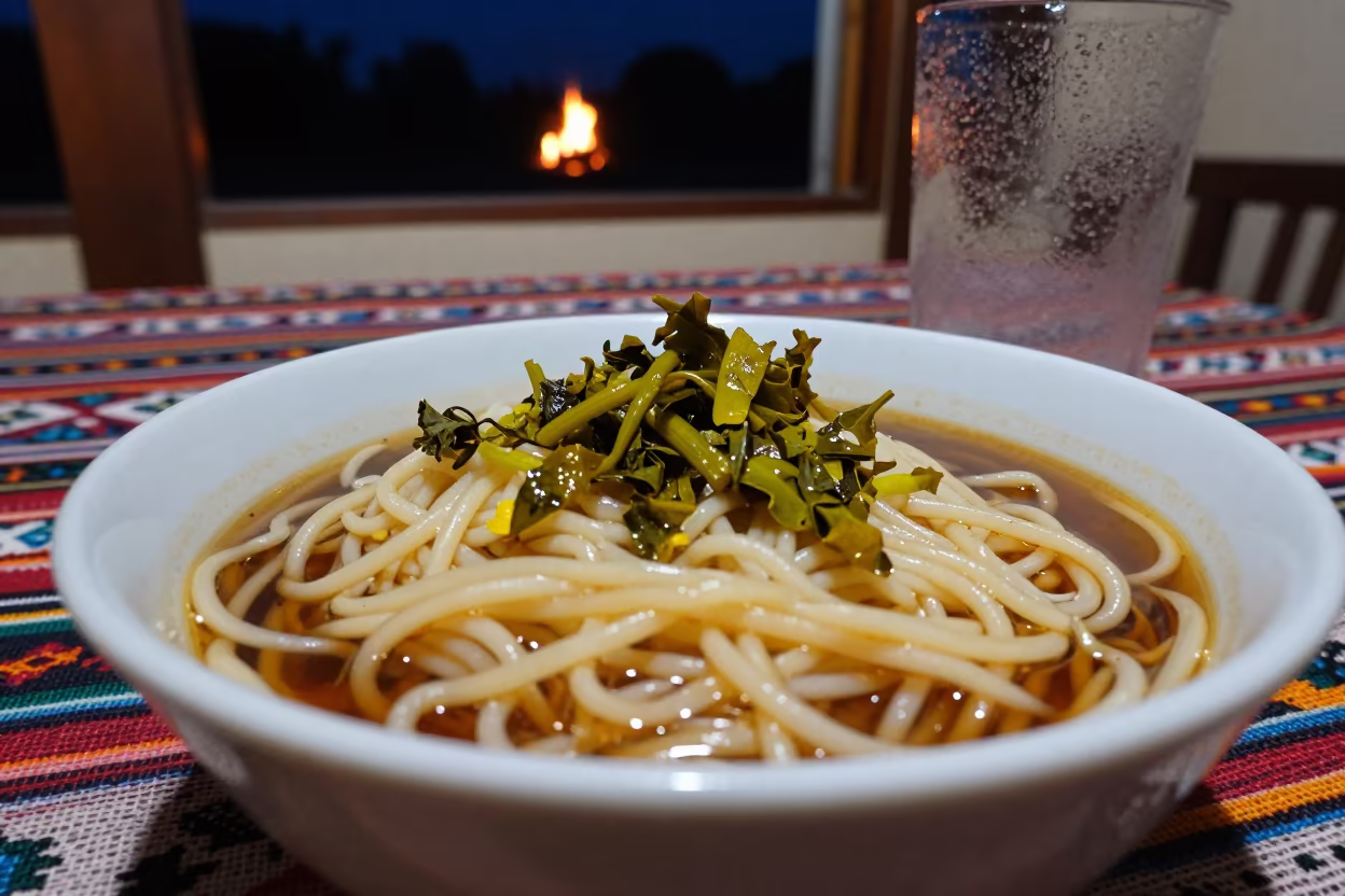 Bowl Shan Noodles Pickled Mustard Picnic Taichung in on a picnic blanket in Taichung