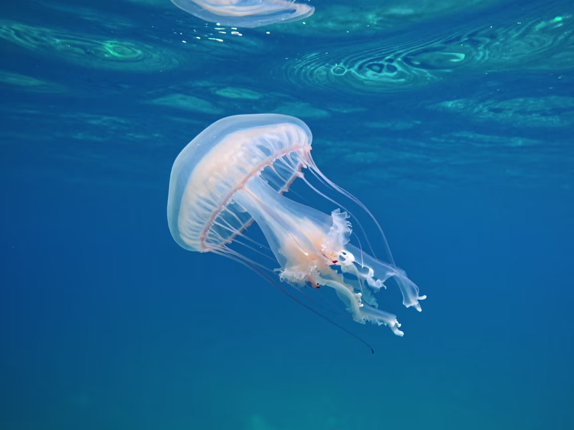 Box Jellyfish Drifting in Clear Tamil Nadu Shallows in in Tamil Nadu