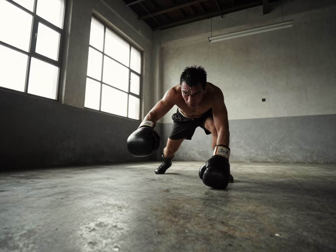 Boxer Ducking Jab in Winter Tel Aviv Loft in in a warehouse loft in Florentin, Tel Aviv