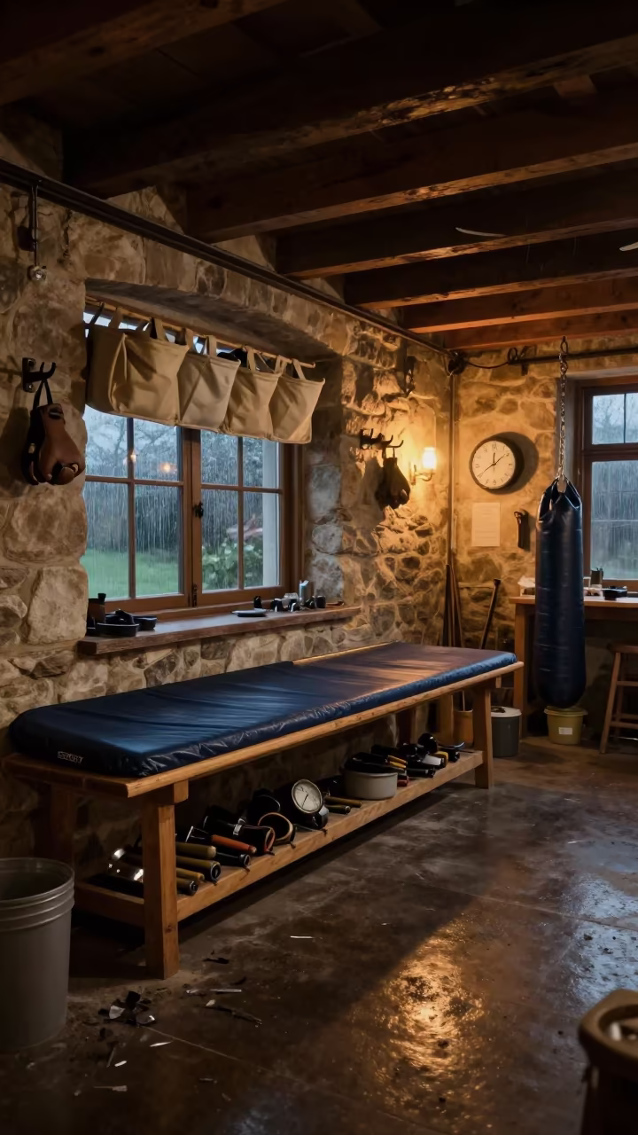 Boxing Apron Rests in Goldsmith Workshop Candlelight in inside a goldsmith workshop behind the market lane near Tamale