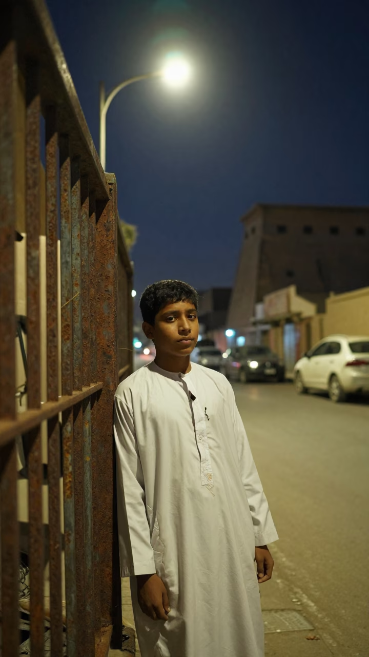 Boy after dark in Luxor in in Luxor, Egypt