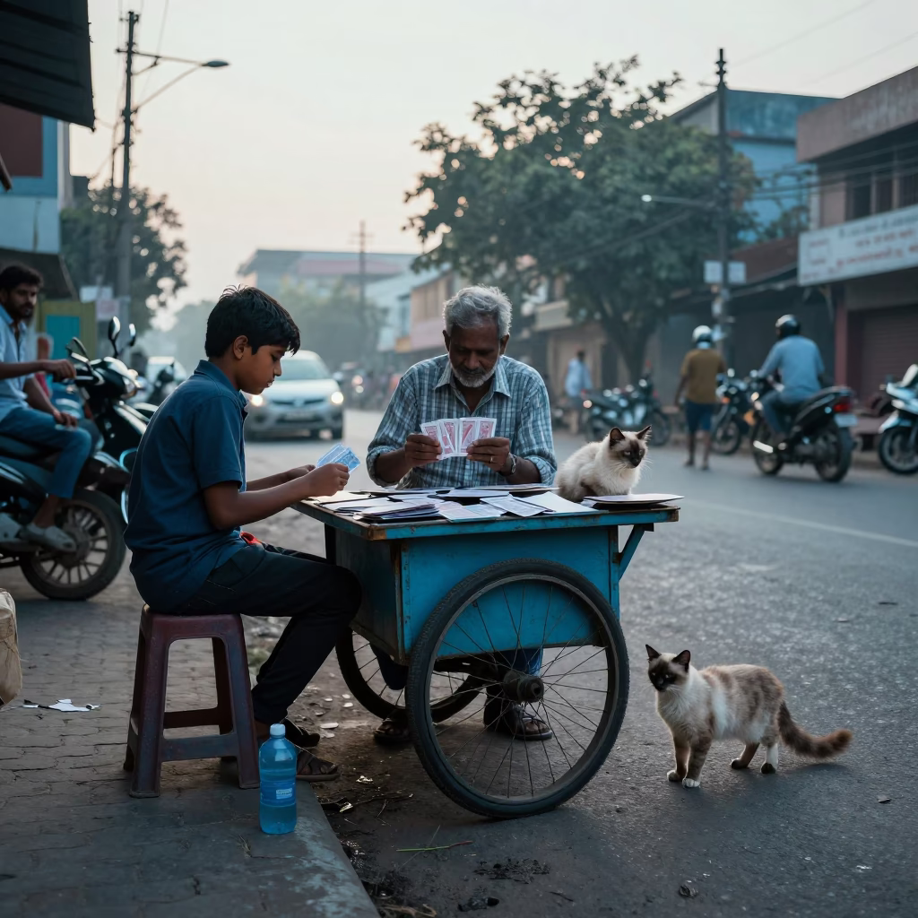 Boy at Early Morning Light in Hyderabad in in Hyderabad, India
