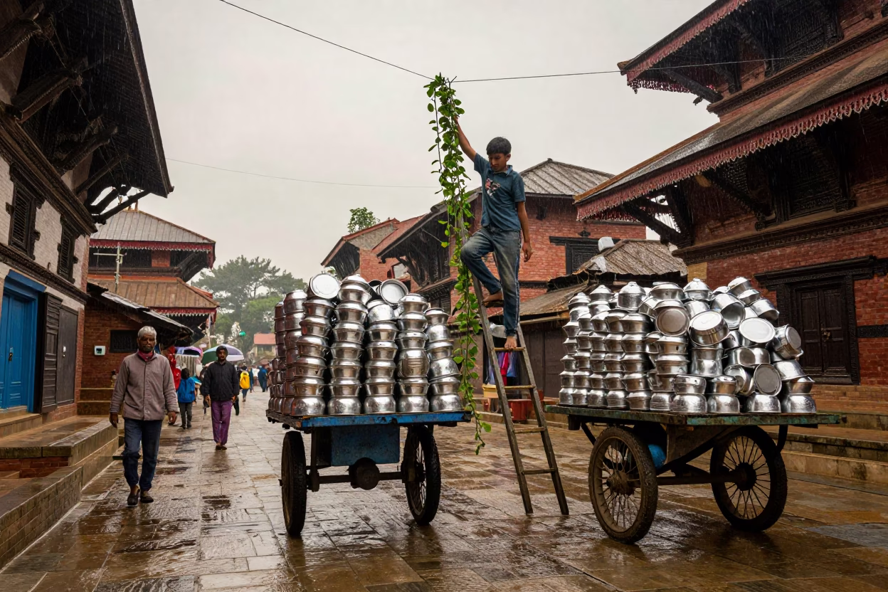 Boy at First Light in in Kathmandu, Nepal