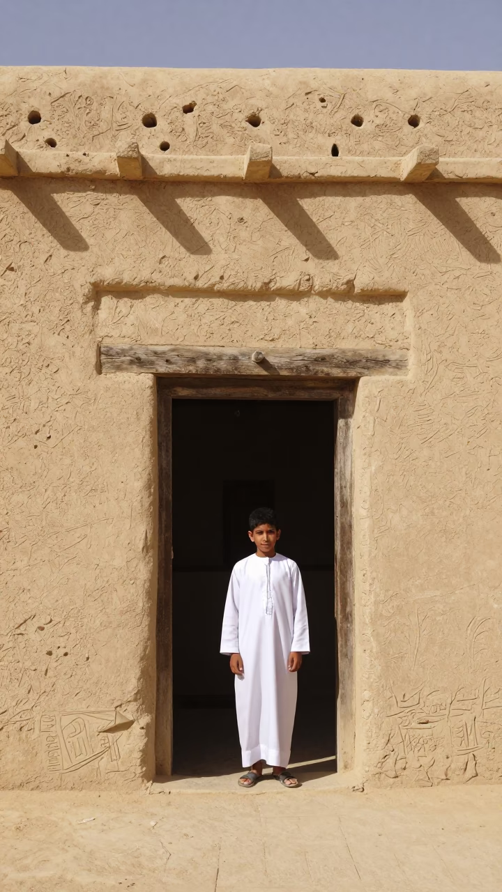 Boy at Flat Noon Light in in Luxor, Egypt