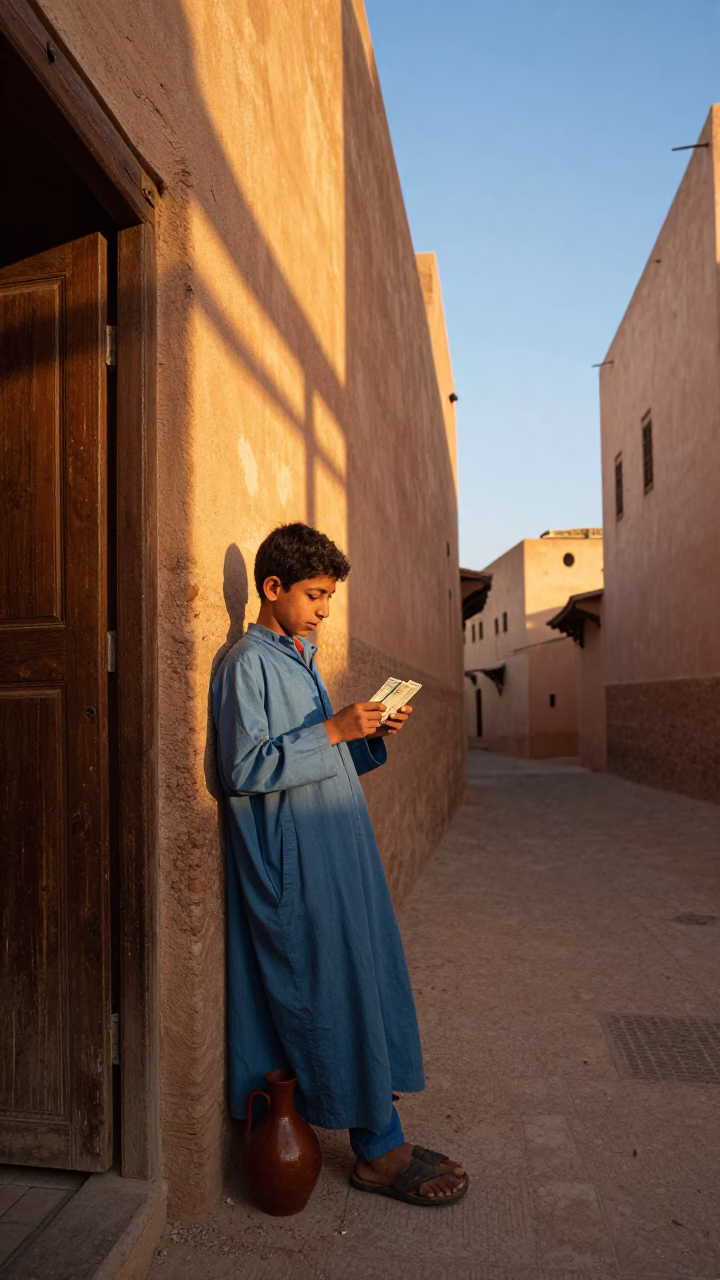 Boy at Golden Hour in in Marrakech, Morocco