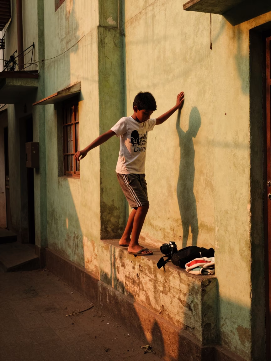 Boy Balancing in Mumbai in in Mumbai, India