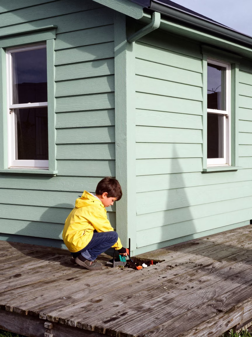 Boy Gardening in Christchurch in in Christchurch, New Zealand