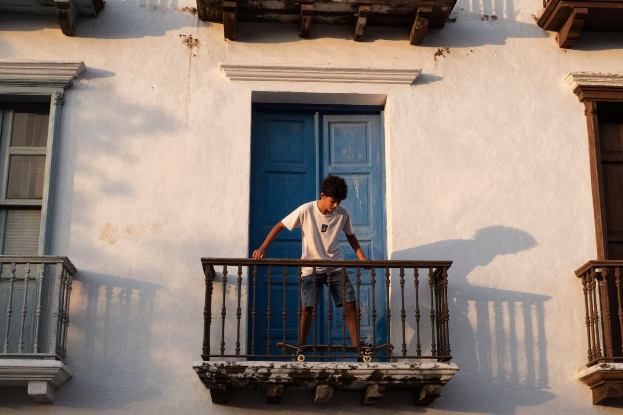 Boy in Cartagena at Golden Hour in in Cartagena, Colombia