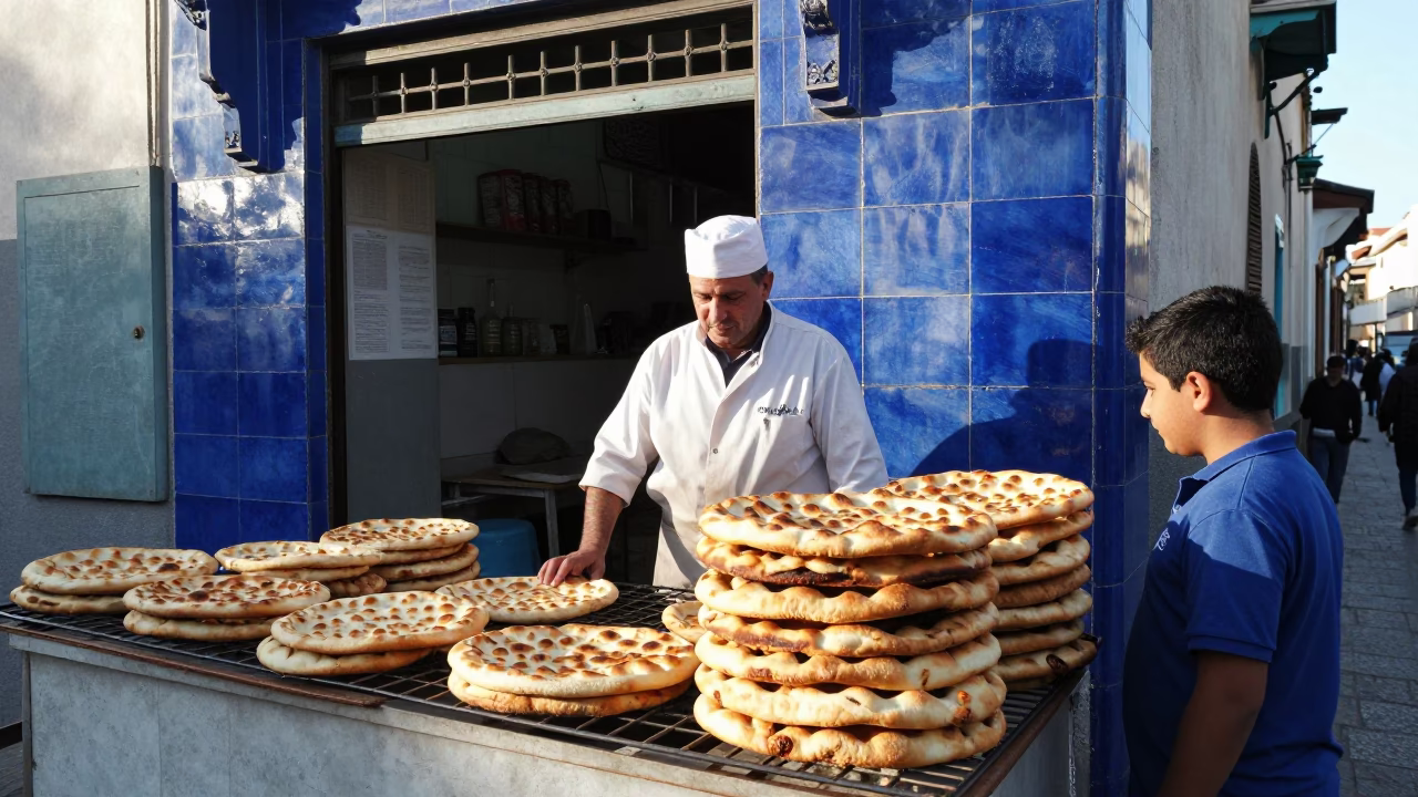 Boy in Casablanca at Early Morning Light in in Casablanca, Morocco