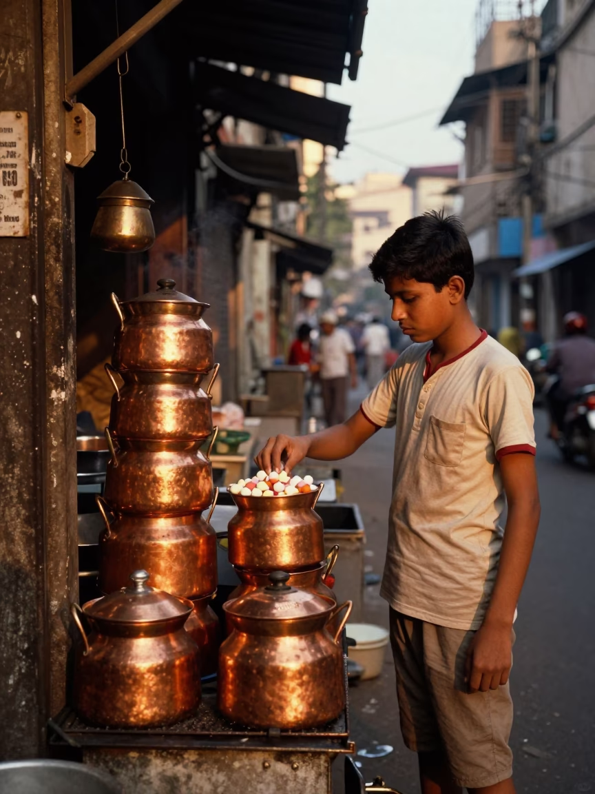 Boy in Kolkata at Golden Hour in in Kolkata, India