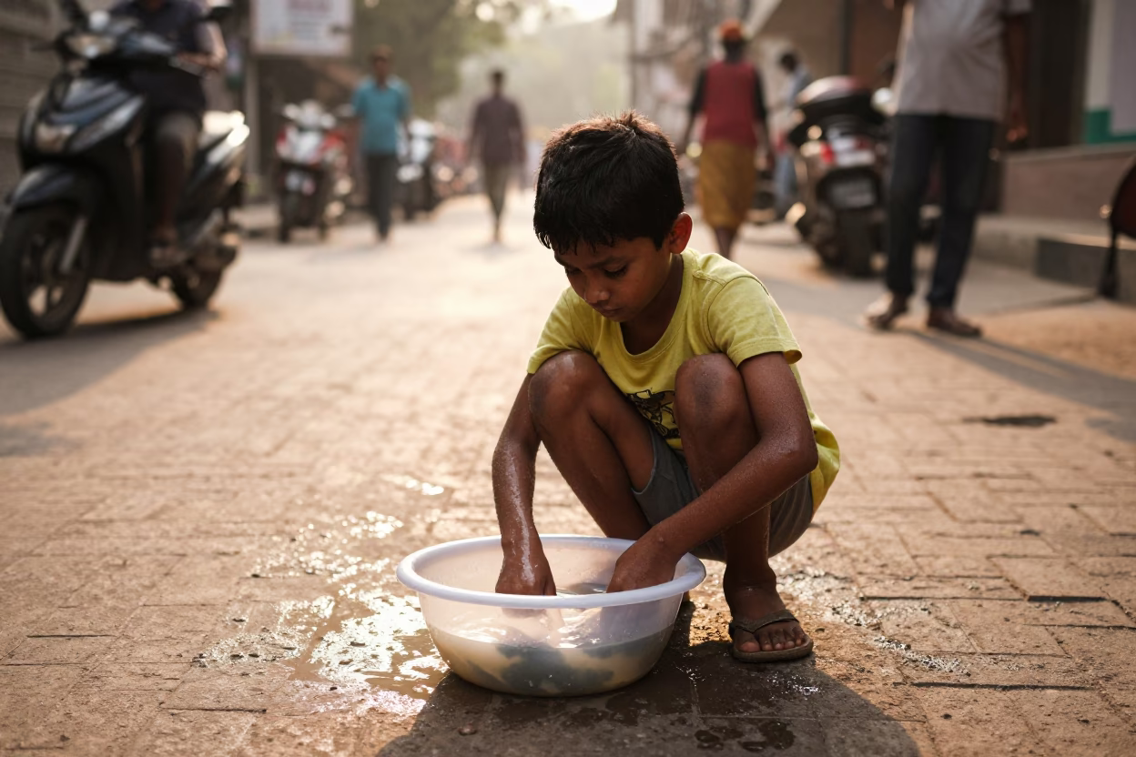 Boy Playing in Kolkata in in Kolkata, India