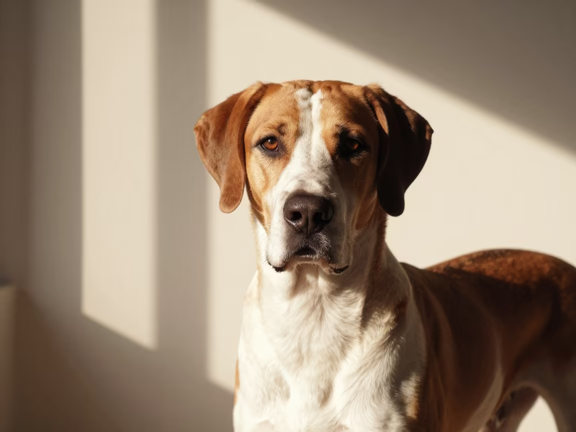 Bracco Italiano Portrait in Mumbai Studio Dawn Light in in a quiet portrait studio with a plain backdrop and eye-level framing in Colaba, Mumbai